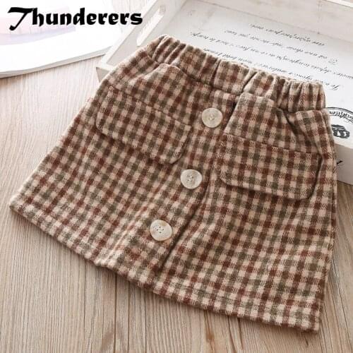 Thunderers Spring Autumn Kids Skirt For Girls Printed Plaid Fashion Girl Skirt Toddler Baby Fashion Skirt Clothes Outfits