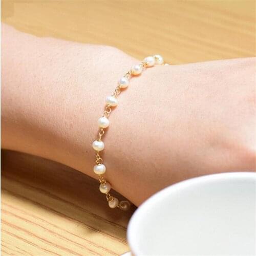 Fashion Handmade Natural Fresh Water White Pearl Bracelets For Women Wedding Party Fine Jewellery Accessories Bangle Temperament