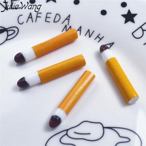 Julie Wang 10pcs/pack Imitation Resin cigarette butts vivid shape personality Pendant charms Keychain Decor DIY Accessory