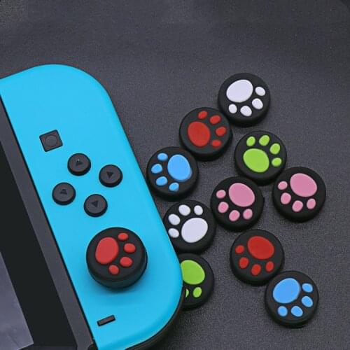 1 Pair Cat Paw Rubber Silicone Game Handle Joystick Thumb Stick Grip Cap Controller Handle Caps for Nintend Switch for PS3 PS4