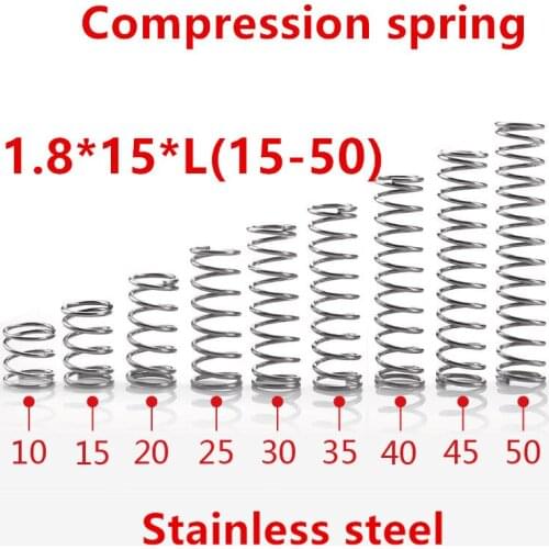 10pcs/lot 1.8*15*10/15/20/25/30/35/40/45/50mm spring 1.8mm stainless steel Micro small Compression spring