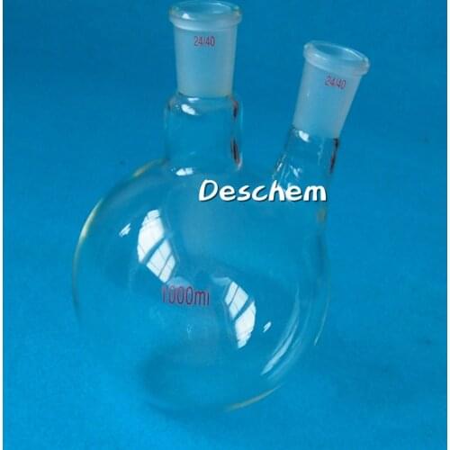 1000ml,2-neck,24/40,Round Bottom Flask,1L,Double Necks,Laboratory Boiling Bottle