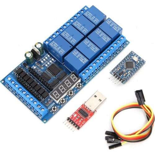 DC 12V 8 Channel Pro Mini PLC Relay Shield Module Time Delay Relay Switch Circuit Board Automation Cycle Delay Timer For Arduino