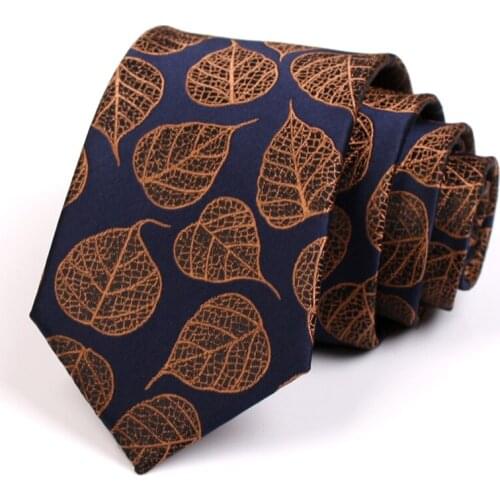 2020 New 7CM Leaf Print Ties Gentleman Business Ties High Quality Fashion Formal Tie For Men Business Suit Work Necktie Gift Box