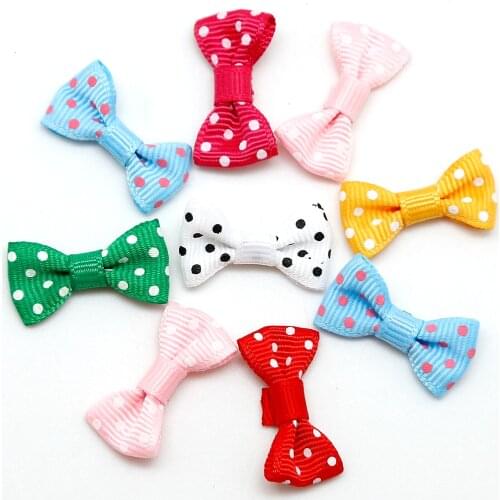 25-50PCS 3X1.5cm Multicolor Printed Dots Satin Ribbon Bow Girl Dress Gift Box Bow Tie Wedding Hair Decoration DIY Craft Making