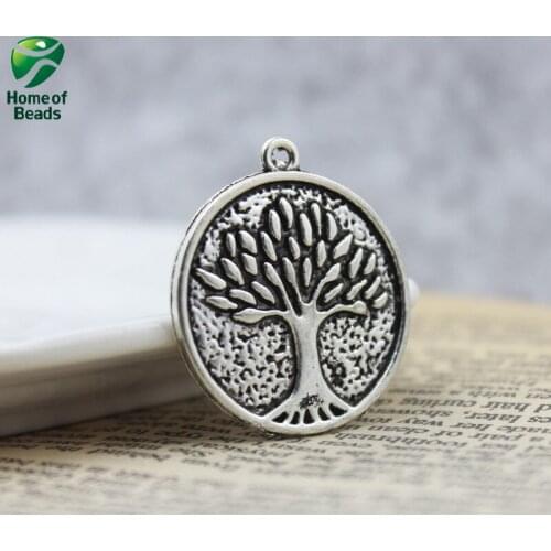 30mm Tree Of Life Charms Antique Silver Color Tree wishing tree Slide Charms (20pcs/pack ) ZA1211
