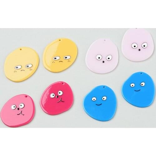 6PCS/lot Macaron Smiley Face Funny Painting Jewelry Accessories Hand Made Earrings Connectors DIY Pendant Components Charms