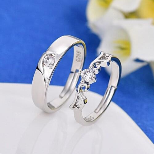 925 Sterling Silver Pin New Style Open Mouth Lovers Fly Together, Pair Ring Girl Style Jewelry Wholesale