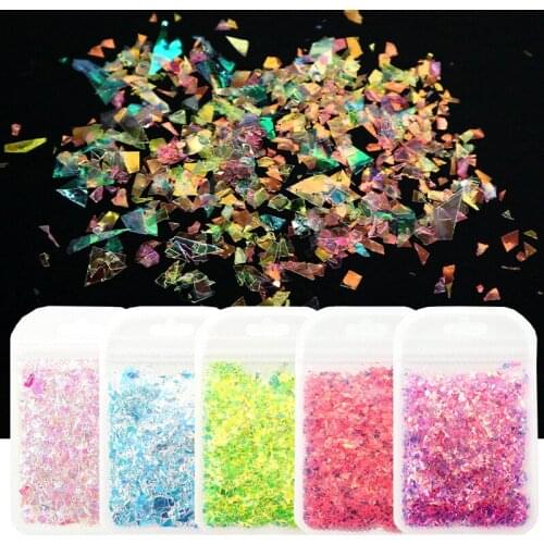 AB Flakes Fluorescent Nail Sequins Sparkly Chunky Glitter Irregular Paillette Summer Decorations Manicure Nails Art Accessories