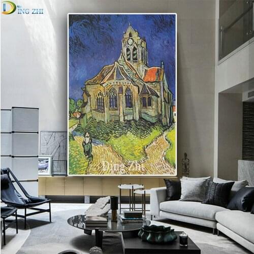 Full Square Round Diamond Painting Old Church Tower Large Size Oil Painting Mosaic Sale Embroidery Living Room Decor Gift