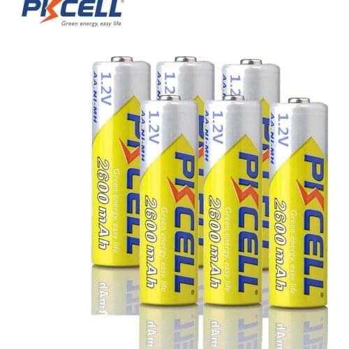 6Pcs PKCELL Battery AA Ni-MH 2600Mah 1.2V AA 2A Rechargeable Battery Batteries Baterias For Digital Camera