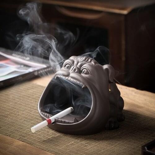 Large Household Cartoon Dog Ashtray Creative Multifunctional Purple Sand Storage Ornaments Ceramic Frog Cow Pig Ashtray