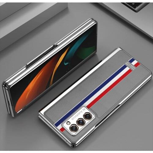 Galaxy Z Fold 2 Case Galvanized Metal Frame Genuine and Leather Case Luxury Phone Case New Arrival case for Galaxy Z fold2