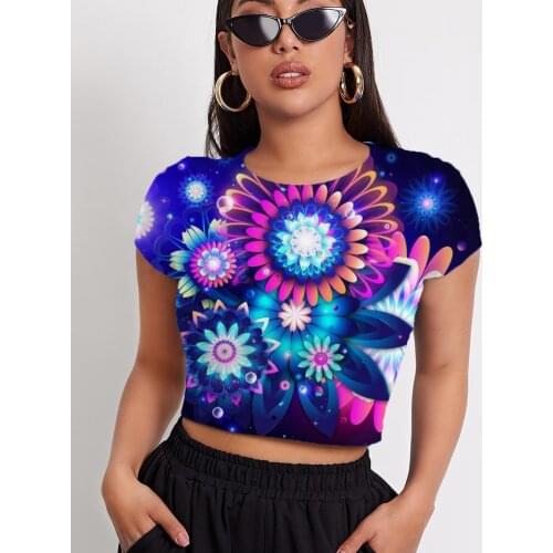 3d Tshirt Flower T shirt Women Colorful Tshirt Printed Dizziness Tshirts Casual Art Shirt Print Womens Clothing T shirts Fashion