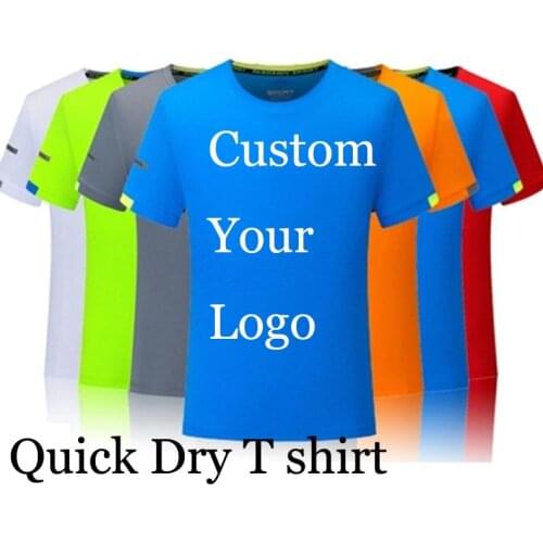 Custom Print LOGO Advertisement T-shirts Quick Dry Bodybuilding Customized Made DIY Text photos Logos Slim Fit Unisex poly Tees