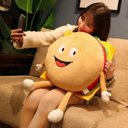 30/45cm Cute Cartoon Plush Hamburger With Cheese Plush Toy Stuffed Pillow Food Cushion Kids Toys High Quality Birthday Gift