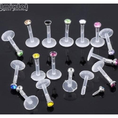 Imixlot 10/16Pcs Bioplast Flexible Labret Lip Ring Ear Helix Tragus Cartilage Studs Piercing Mixed Color Body Piercing Jewelry