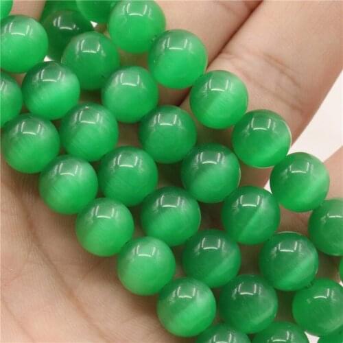 New Natural Crystal Green Opal Cat Eye Stone Free Shipping 4/6/8/10/12mm Round Loose Beads Jewelry Making Gift Accessories Y510