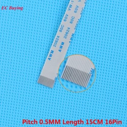 5Pcs FFC 150mm Length 16 Pin Ribbon Cable 16Pin Flat Cable Forward Direction 0.5mm Pitch 15cm Length Same 16Pins For TTL