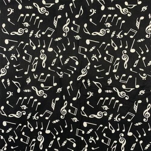 Fashion 100% Cotton Fabric Black/White notes Pattern Digital Print Fabric Sewing Material Diy Home Patchwork Dress Clothing