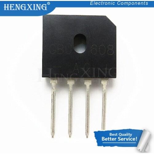 5pcs/lot GBU608 GBU 608 ZIP-4 6A 800V Bridge Rectifier In Stock