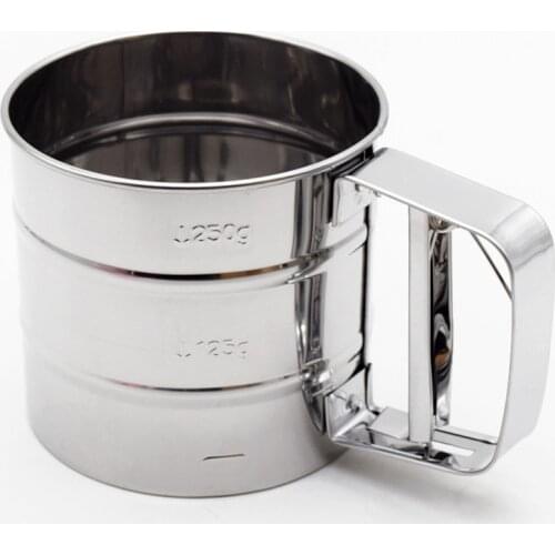 Stainless Steel Flour Sieve Semi-automatic Handheld Flour Sieve Tool Small Flour Sieve Baking Utensils