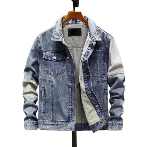 New Brand Mens Fashion Street Wear Denim Jacket High Street Korean Patchwork Wash Cowboy Male Cotton Jean Coats Outerwear