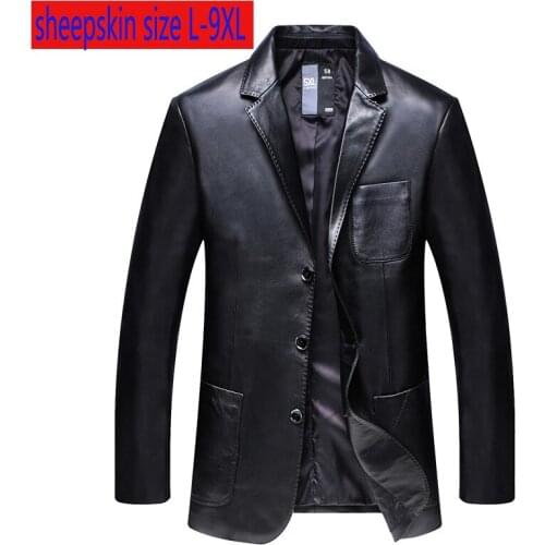 New Fashion Hihg Quality Genuine Leather Autumn Men Suit Coat Casual Sheepskin Single Breasted Super Large Plus Size L-7XL8XL9XL