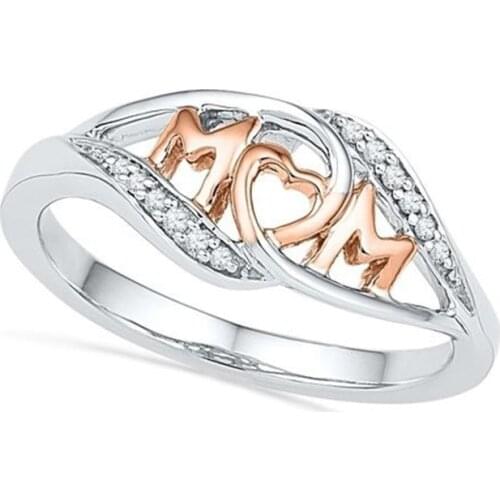 Charming Mama Rings Silver Color Heart 925 Sterling Silver Rings Women Present Finger Jewelry Mom Birthday MotherS Day Gift