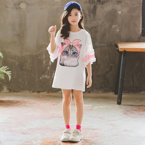 Summer Girls Dress Cartoon Cat Princess Dress Party Costume Kids Dresses for Girls Vestidos Children Clothing 4 6 8 10 12 Years