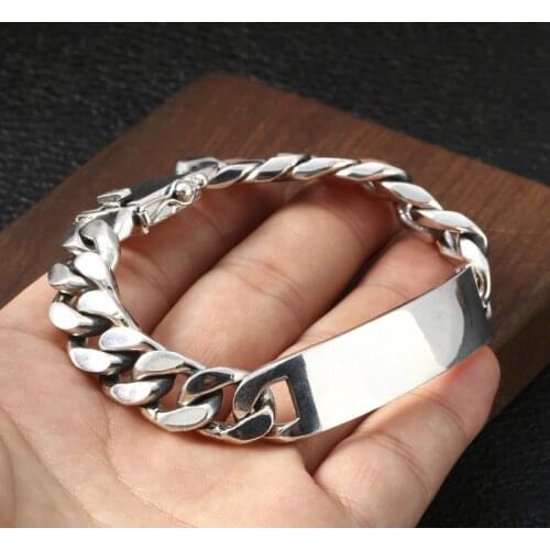 Smooth Bend Card womens bracelets Bangle Genuine 100% 925 Sterling Silver color men femme Bracelet Fine Jewelry Birthday Gift