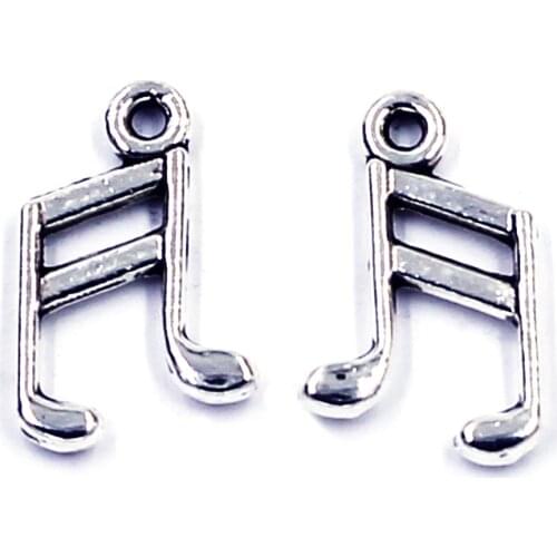 50Pcs Pendants Musical Note Zinc Metal Alloy Silver Tone Jewelry DIY Making Findings Charms 14x10mm(4/8"x3/8")