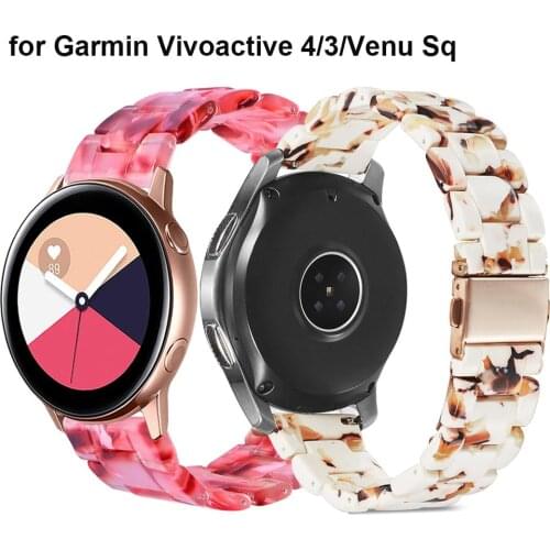 Resin Watch Strap for Garmin Vivoactive 4/3/Venu Sq Wristband with Stainless Buckle Correa for Forerunner 245/645 Music Bracelet