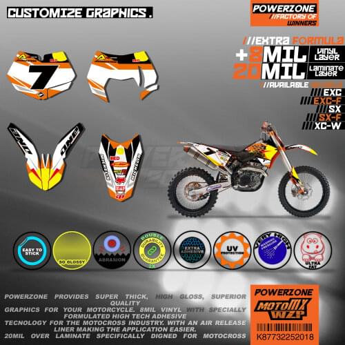 PowerZone Custom Team Graphics Backgrounds Decals 3M Stickers Kit For KTM SX SXF MX EXC XCW Enduro 125cc to 500cc 2007-2011 018