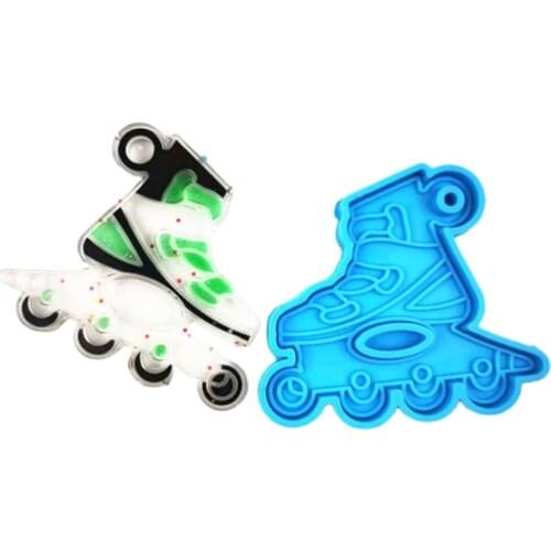 R58E Roller Skates Skateboard Shaped Keychain Epoxy Resin Mold Key Chain Pendants Silicone Mould DIY Crafts Jewelry Casting
