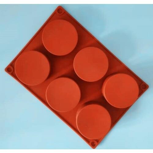 Silicone 6 Round Cup Cake Mold Muffin Cup Cylindrical Handmade Soap Mold DIY Baking Tools