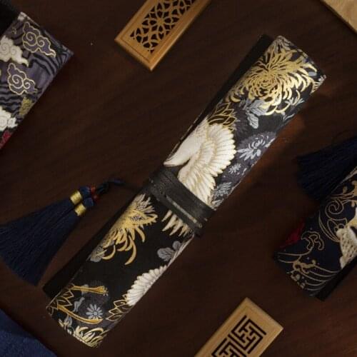 Brush bag artist watercolor draw pen Roll Up Canvas Cases Holder Pouch Brocade Embroidery painting brush bag Chinese