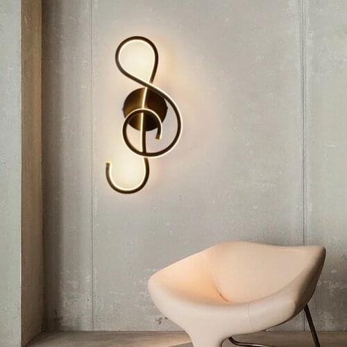 22W LED wall lamp Bedroom bedside lamp wall music Clef shape interior room decoration lightings black / white WJ912