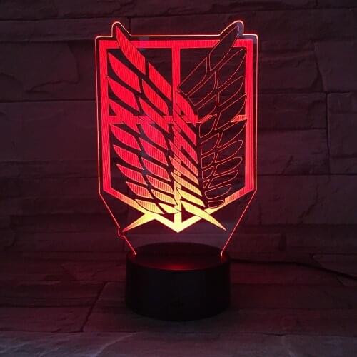 Titan Wings of Liberty 3D LED Lamp Animation Attack on with 7 Colors Change Effect Home Office Bedroom Art Decor Drop Shipping