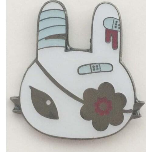 Custom 1.25" 31.75mm Wounded One Eyed Rabbit Lapel Pin Badge Zinc Alloy Metal Material With Butterfly Clutch Fitting