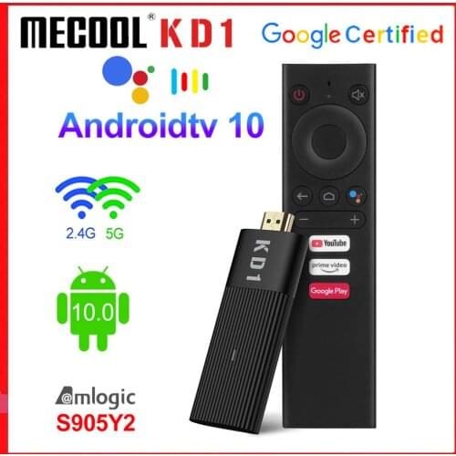 Mecool KD1 TV Stick Android 10 Amlogic S905Y2 TV Box Android 10.0 2G 16G Google Certified 1080P H.265 4K 60pfs 2.4G&5G Wifi BT