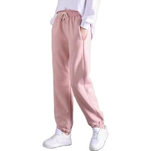 2021 Spring Women Loose Knitted Velvet Sport Sweatpants Lady Workout Trouser Sportswear Warm Pants Female Jogging Pants Winter