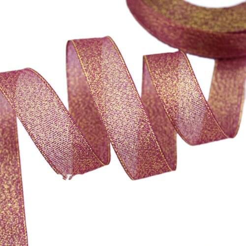 25 yards/roll) 3/4'' (20mm) Wine Red Metallic Glitter Organza Ribbon Colorful gift package wedding ribbons wholesale