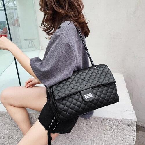 Large Capacity Bag 2021 New Rhombic Embroidery Simple Fashion Chain Messenger Bag Luxury Handbags Women Bags Designer
