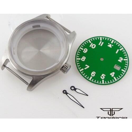 Fit NH35A NH36A 20ATM Waterproof Automatic Diver Brushed Watch Case Green Dial Green Luminous Hand Set Sapphire Crystal