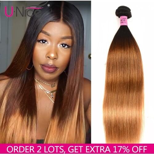 UNice Hair Company Ombre Brazilian Hair Straight Weave T1B/4/27 Remy Hair Bundles 100% Human Hair 1 Piece Can Mix Any Length