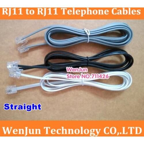 50pcs/lot High Quality Both Side RJ11 6P4C Telephone Cable Cord ADSL Modem 1.5Meter / 3 Meters / 5 Meters