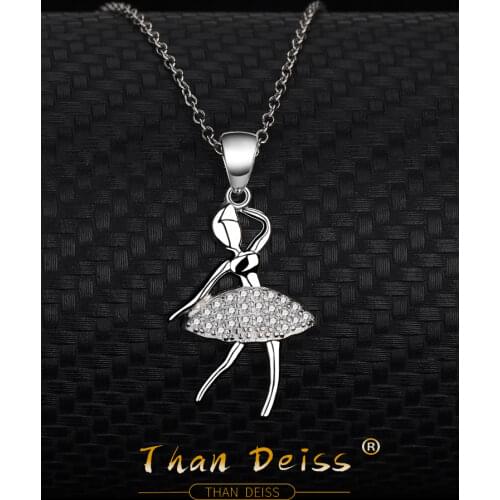 S925 Sterling Silver Lovely Dancing girl Pendant Ladies Secklace Europe And The United States Simplicity Fashion ballet