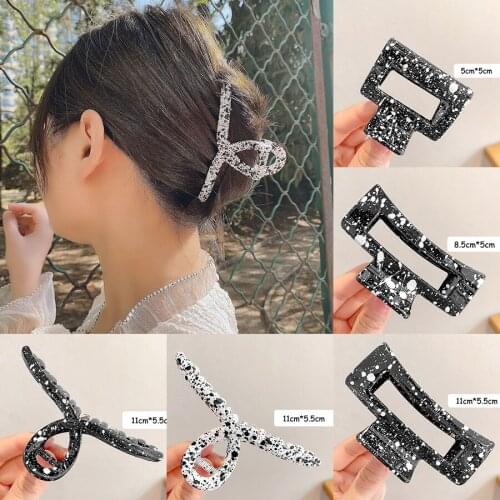 Hot Sale Hair Claw For Women Girl Large Hair Barrette Fashion Black White Crab Bath Clip Ponytail Clip Hair Accessories Headwear
