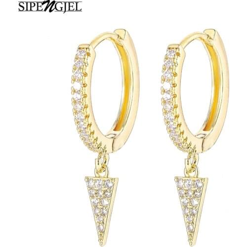 SIPENGJEL Fashion fine Triangle Cone Hoop Earrings Simple Geometric Small Dangle Drop Earrings For Women Girls Jewelry 2021